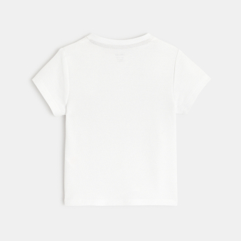 قميص بولو تونسي منسوج من البيكيه الأبيض مع جيب للأولاد الصغار